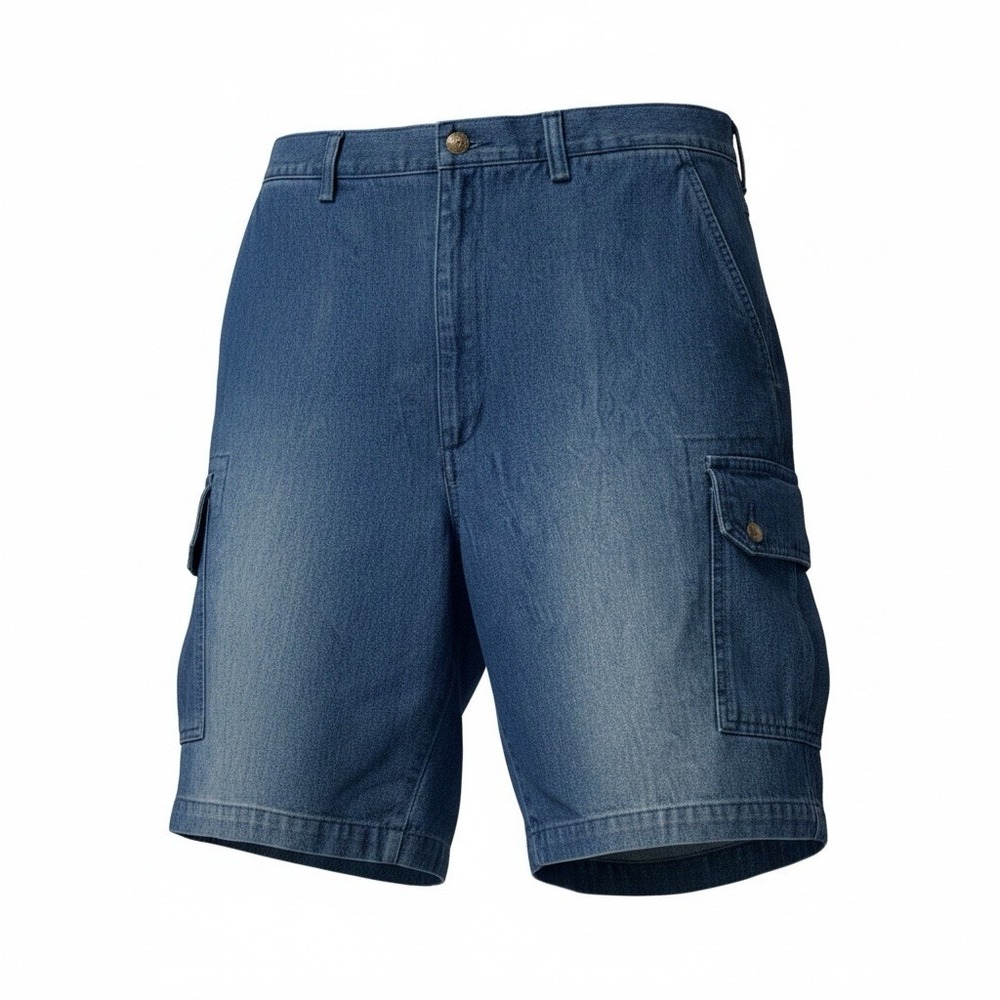 Savane Cargo Shorts Mens Size 46 Blue Denim Elastic Cotton Utility Hiking NWT